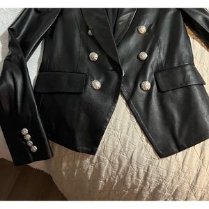 VERONICA BEARD COOKE LAMBSKIN LEATHER BLAZER